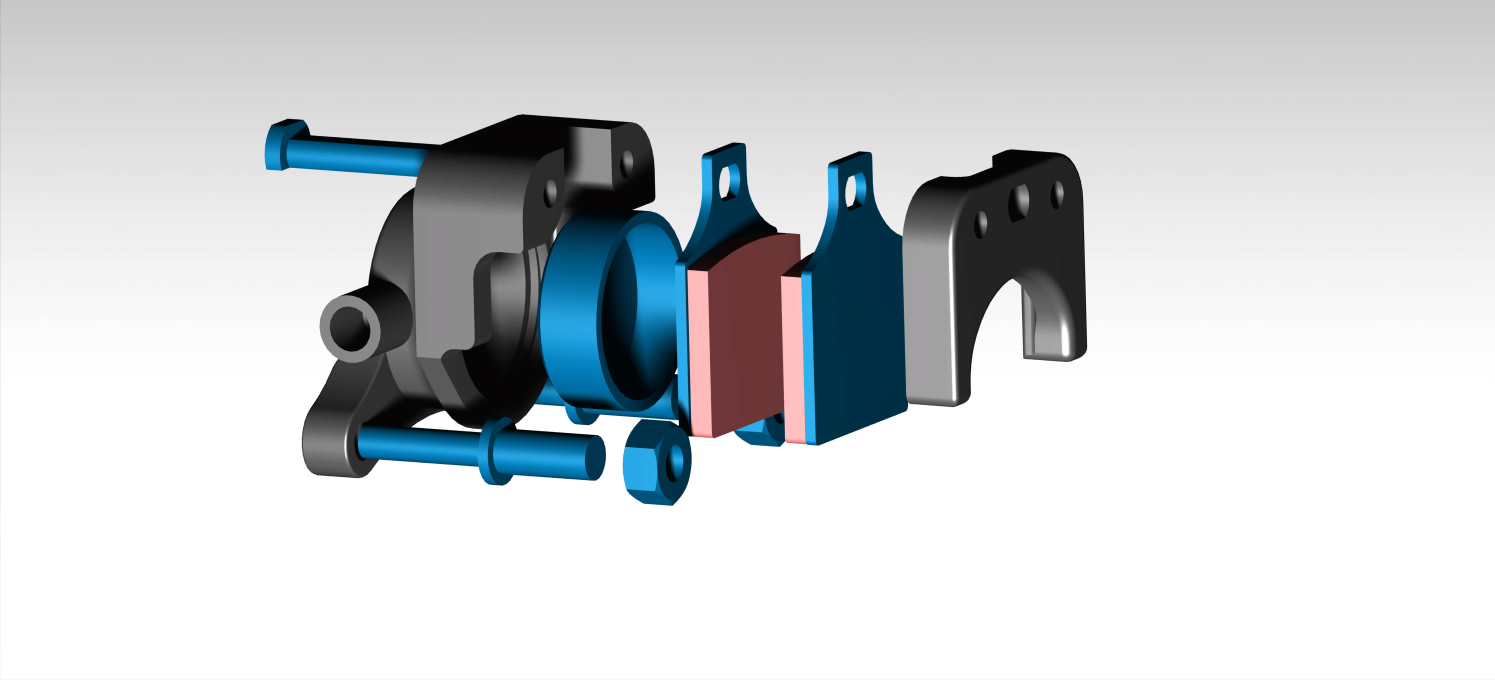 Exploded view of caliper assembly